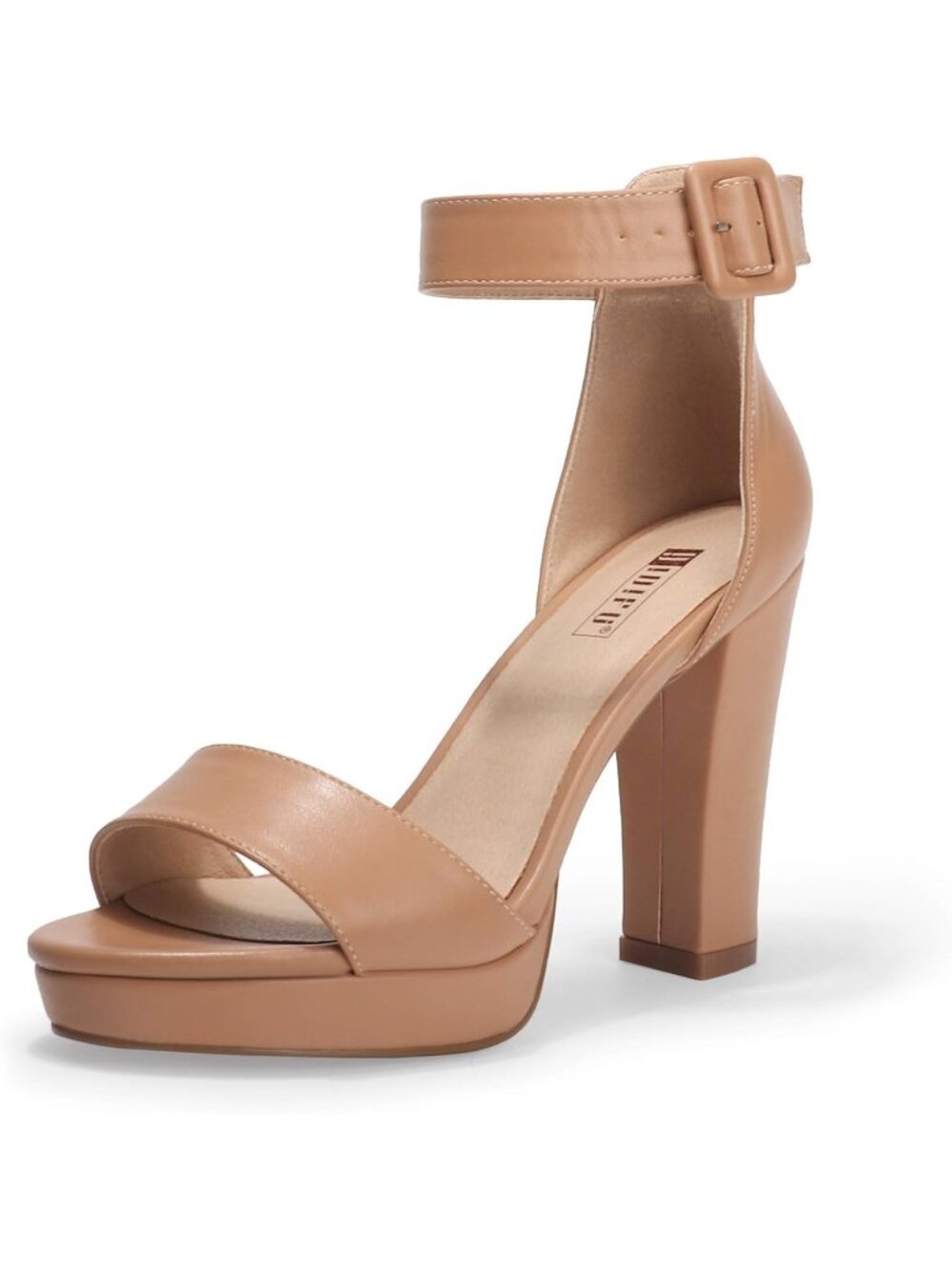 Women's Nude Ankle Straps Wedding Chunky Party Dress Shoes High Heeled Sandals